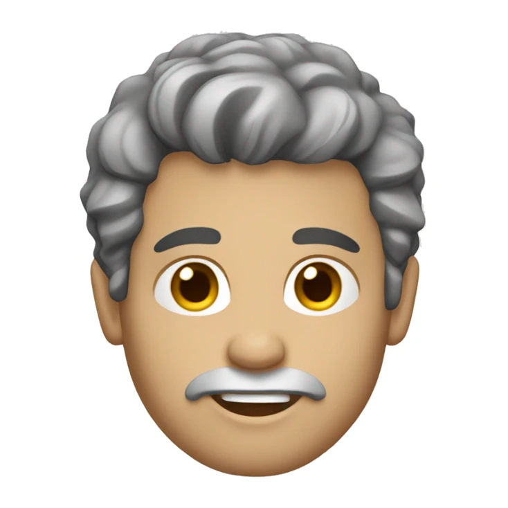 a white man with brown hair and gray eyes and a Caesar hairstyle sticker