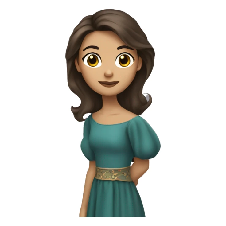 brunette princess slightly tanned brown eyes sticker