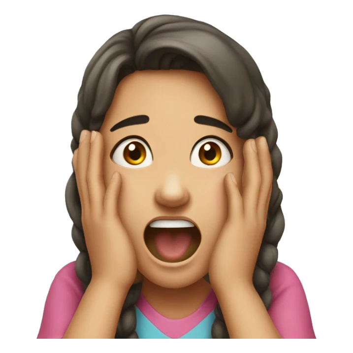 A girl screaming with her hands on her cheeks  sticker