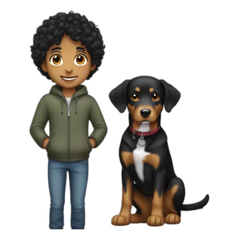 Boy with curly Black Hair with Entlebucher zennenhund sticker