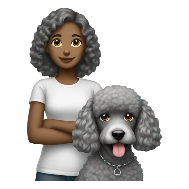 Girl with grey poodle sticker