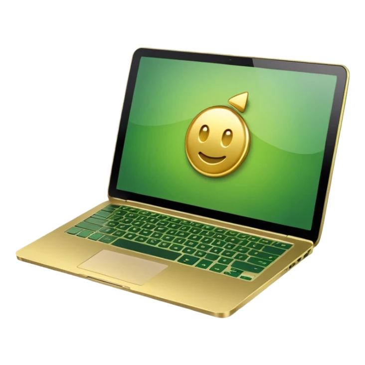 laptop without logotips in golden and green colours sticker