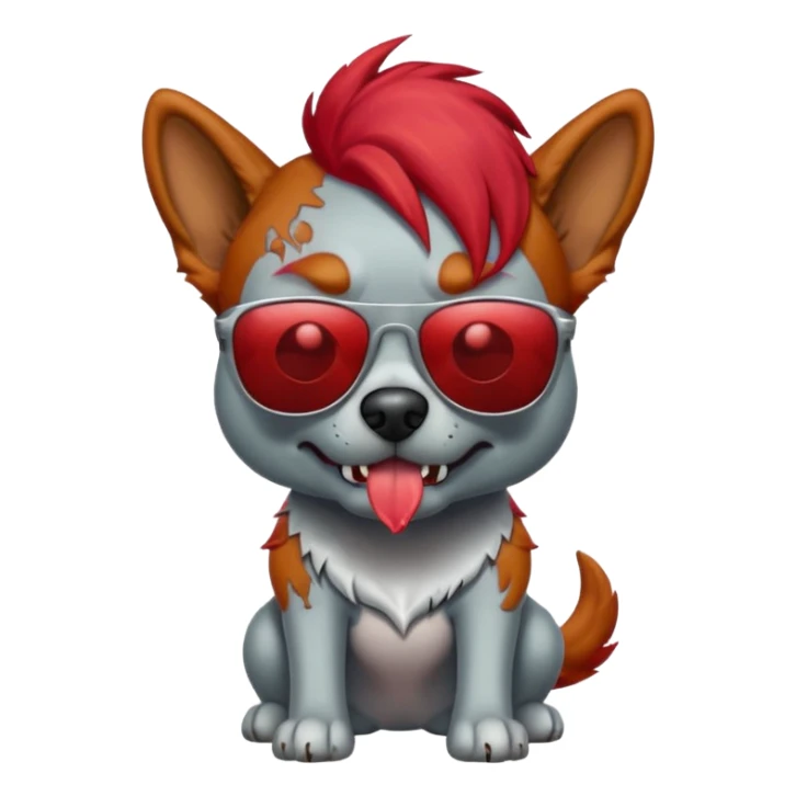 Zombie dog with red hair and sun glasses sticker