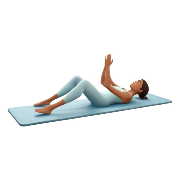 A person performing a Pilates exercise on a mat in a clean, modern studio. The focus is on core strength and flexibility, with a neutral, calming color palette. Simple equipment like a reformer machine and a soft, tranquil background enhance the feeling of controlled movement and focus. sticker