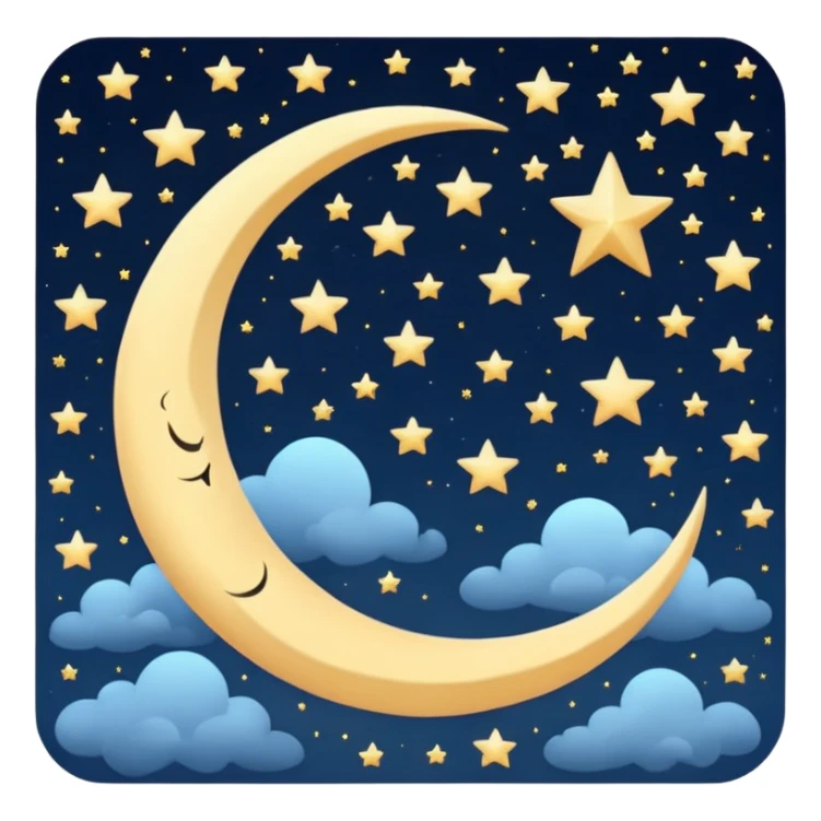 peaceful night sky, crescent moon and stars, round avatar sticker