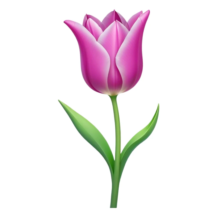 Cinematic Realistic Tulip Emoji, Elegant and simple, with soft, smooth petals in shades of pink and purple, gently curved and reaching upward. The slender green stem contrasts against the delicate bloom, while surrounding greenery adds a peaceful touch. Soft glowing outline, capturing the essence of springtime beauty and grace in a delicate tulip. sticker