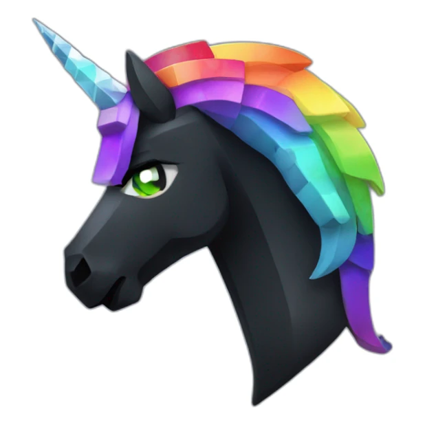 Minecraft Rainbow Black Unicorn Head With Diamond Horn sticker