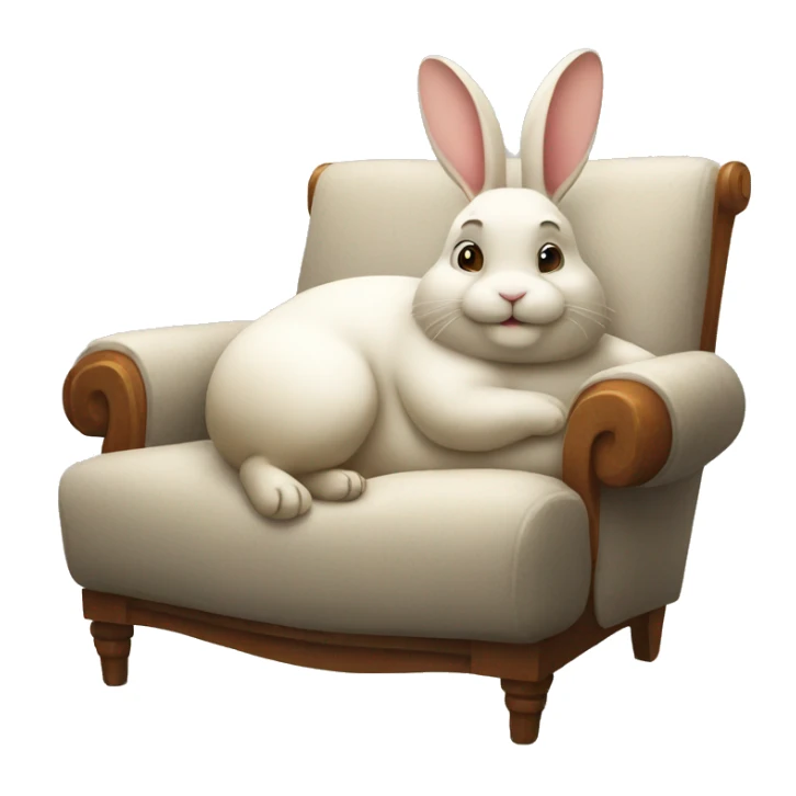 fat rabbit relaxing on a chair sticker