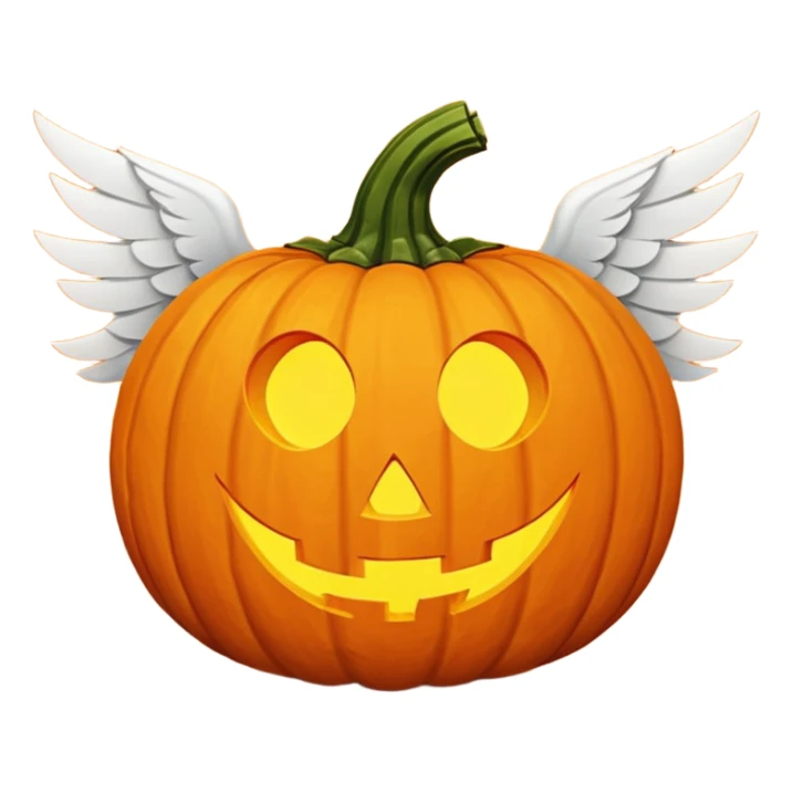 jack-o'-lantern with white wings and question marks symbols in the eyes. sticker
