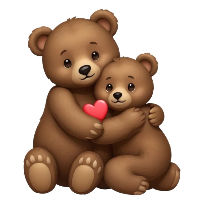 Big cute male bear hugging medium sized female bear, hearts and love  sticker