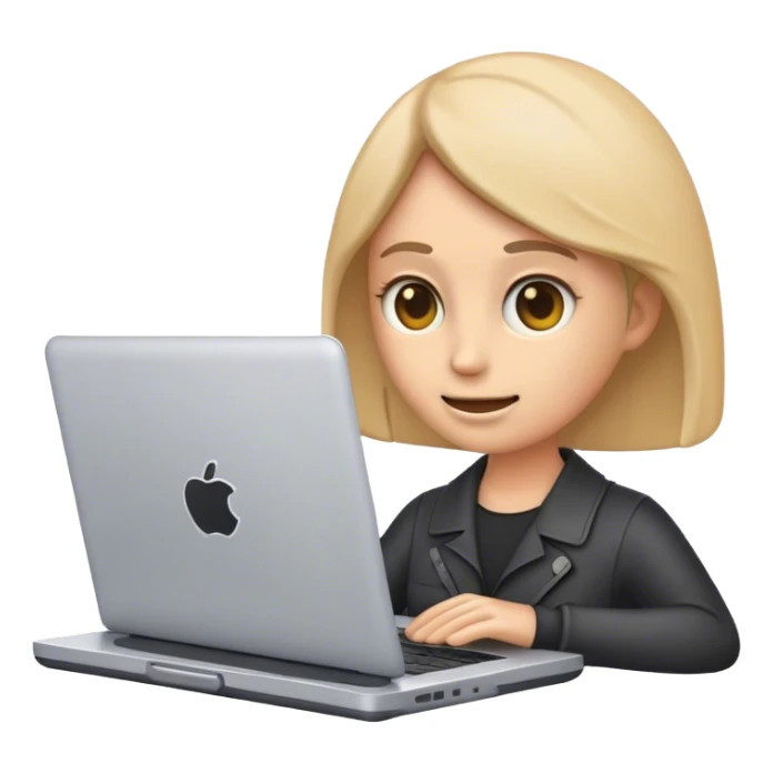Create an emoji of blogging. The design should feature an open laptop or tablet with a visible blog post on the screen, showing text. Add a photo or video camera to symbolize multimedia content creation. Use modern, professional colors. No smiles. Make the background transparent. sticker