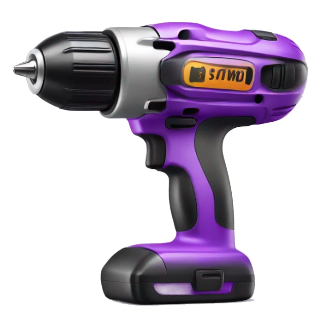Realistic purple cordless power drill tool isolated.  sticker