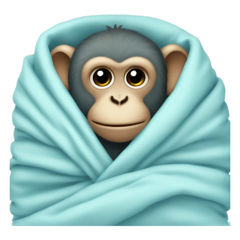 the monkey sleeps in a blanket pastel blue sticker