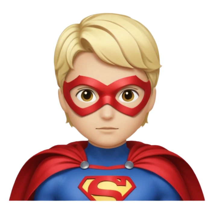 Súper heroína con antifaz, pelo corto rubio, traje de superhéroe con capa. Que se vea hasta los hombros sticker