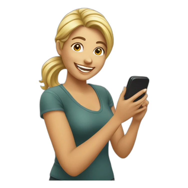 Happy Woman pressing phone  sticker