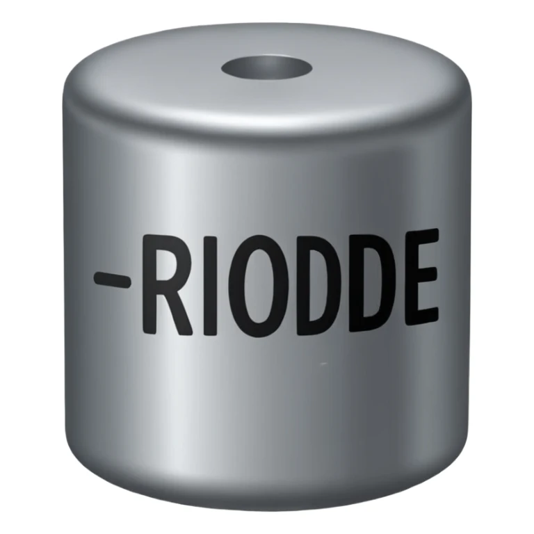 grey cyllinder with the word 'rhode' across the side sticker