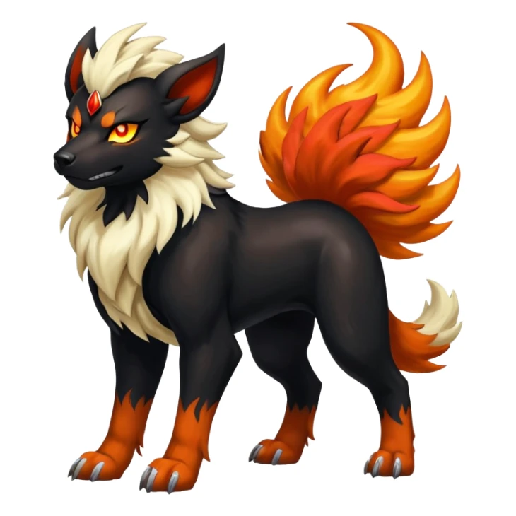 Shiny Exotic Gothic Houndoom-Arcanine-Pokémon-Fakémon-hybrid-creature sticker