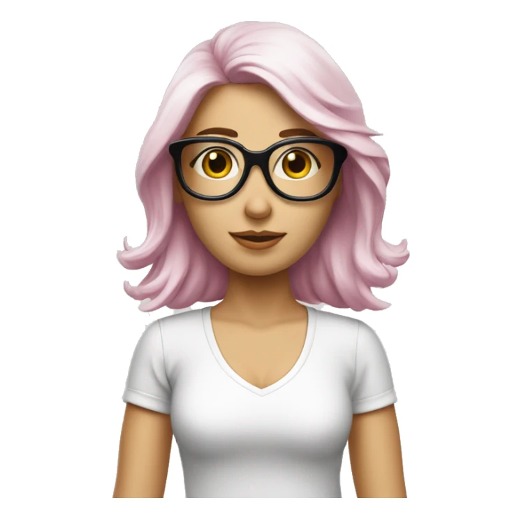 mujer piel blanca pelo canoso corto gafas rosadas sticker