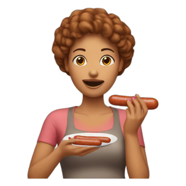 Woman eating sausage no hands sticker