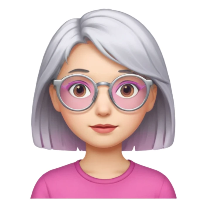 Silver hair pink glasses girl sticker