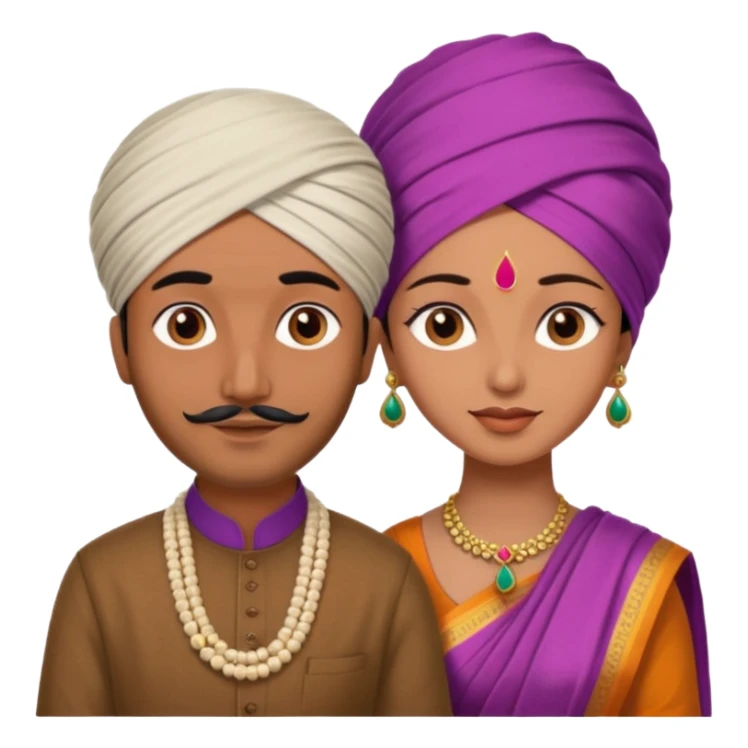 Brown colored Indian Husband with wheatish colored Indian wife sticker