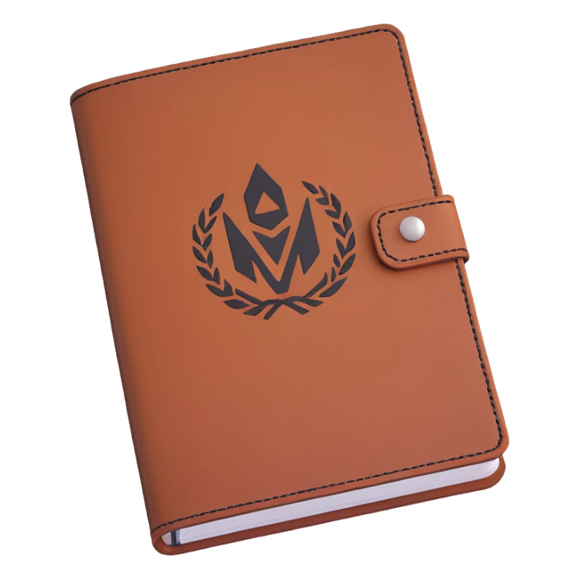 leather journal with MAKAR logo on cover sticker