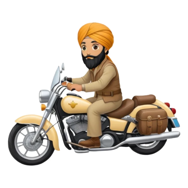 Sikh turban guy riding cruiser motorcycle  sticker