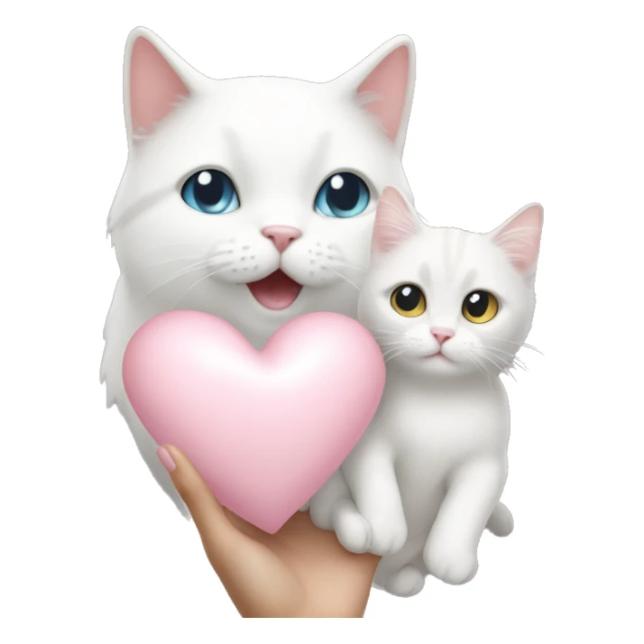 light pink heart held by a cute white cat sticker