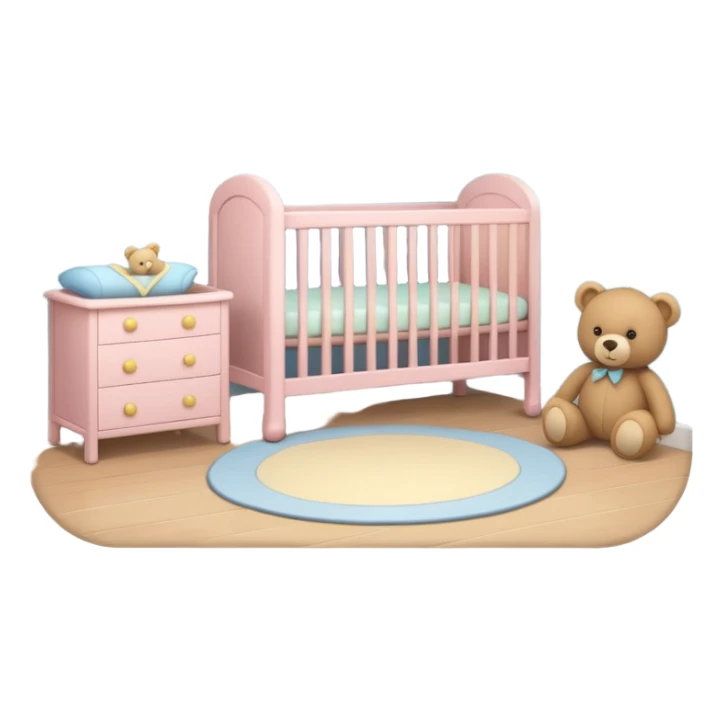 Cozy baby room with crib and teddy bear sticker