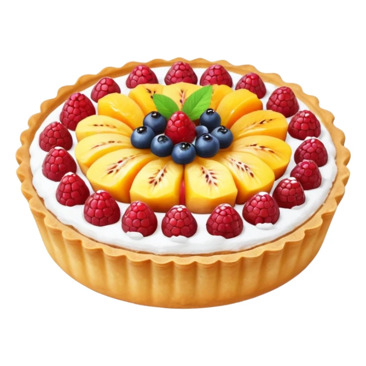 small round fruit tart with glossy filling, sticker