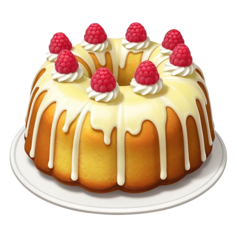 Bundt cake with lemon raspberry in it with white frosting  sticker