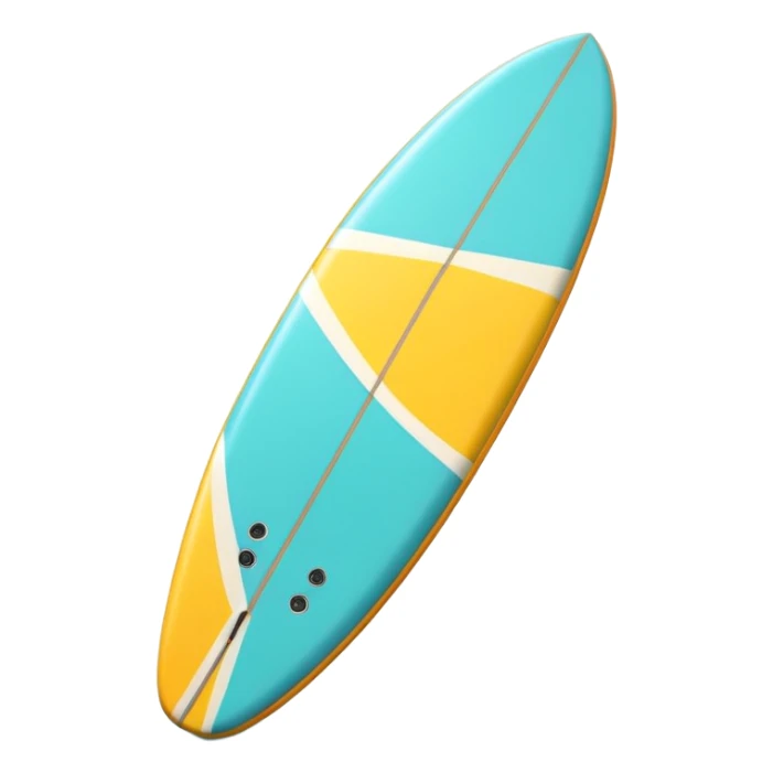 surfboard icon, tropical surfboard, glossy texture, bright colors, cute mobile game icon style, 3D cartoon, soft shadows, clean background, no text, no watermark sticker