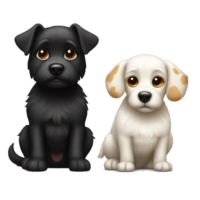 small black dog and small white dog with light brown spots same size sticker