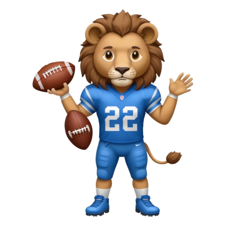 blue color lion wearing american football jersey sticker