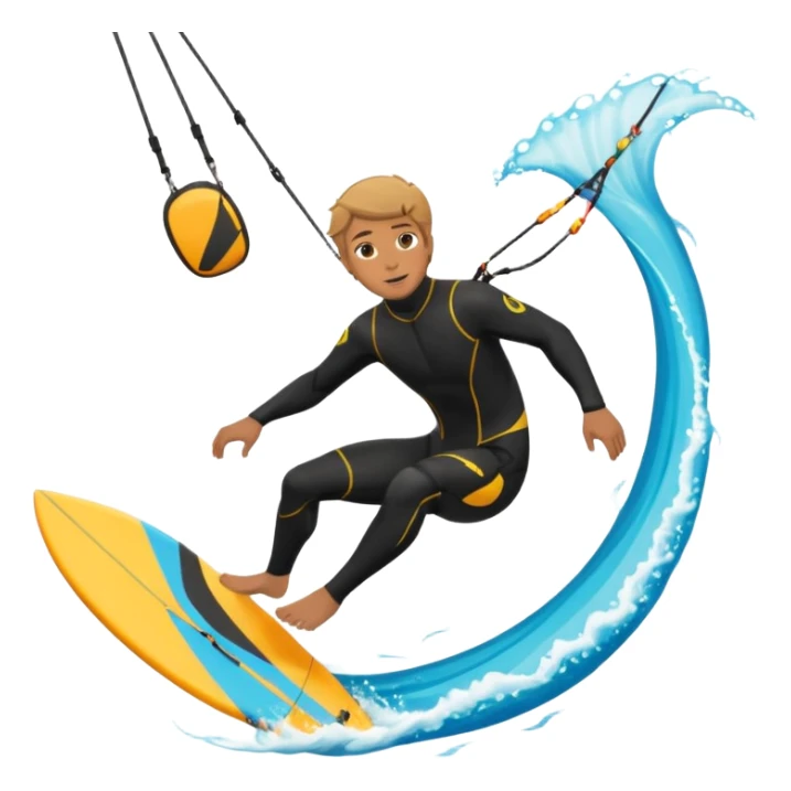 Kiter man con neopreno negro largo en el mar haciendo kite surf y un loop sticker