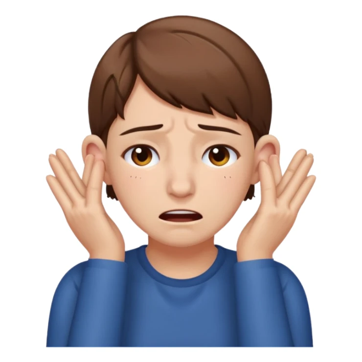 person covering ears, wincing in pain sticker