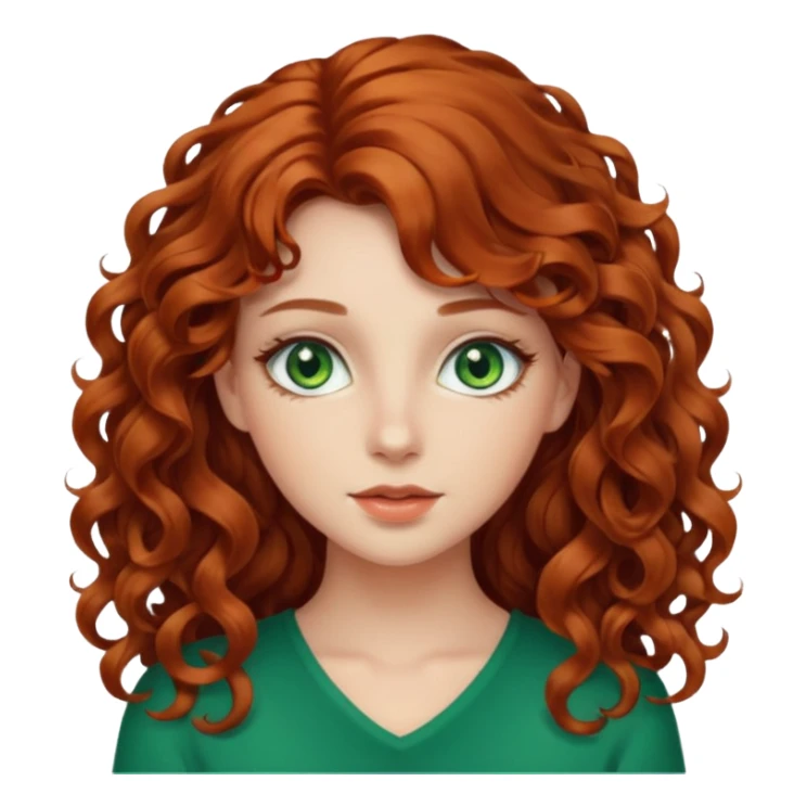  chica bonita de cabello largo rizado medio rojo sticker