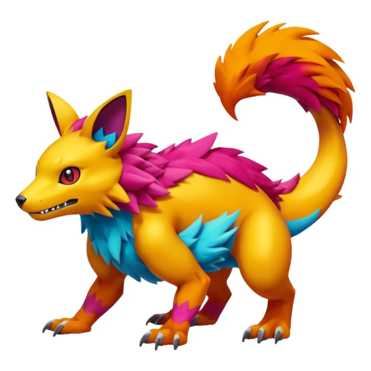  colorful modern Fakémon-Pokémon-Digimon-Vernid-creature (full body) sticker