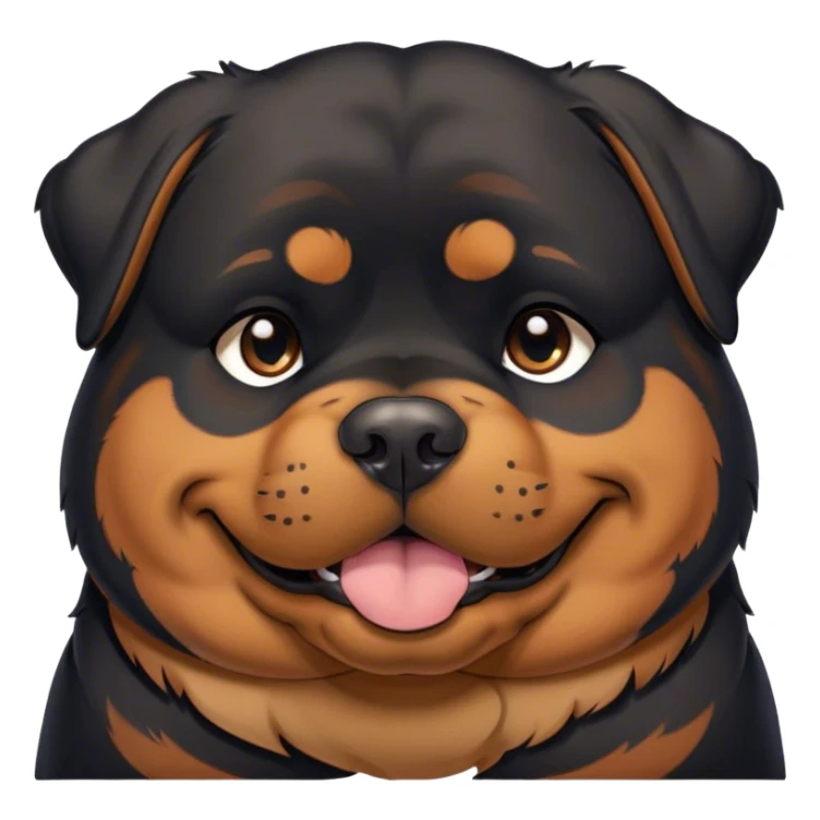 Cinematic Meme-Worthy Chubby Sleeping Rottweiler Portrait Emoji, Head resting peacefully with a contented smile, featuring a delightfully chubby build and a luxuriously soft black and tan fur, eyes shut in a serene nap, Simplified yet hilariously adorable features, highly detailed, glowing with a soft, drowsy light, high shine, relaxed and utterly lovable, stylized with an air of playful laziness, bright and endearing, soft glowing outline, capturing the essence of a comically sleepy guardian, so meme-worthy it feels like it could instantly become the next viral sensation of adorable slumber! sticker
