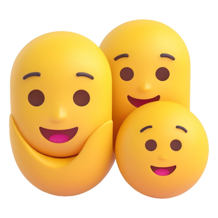 two 3D emojis talking to each other, clear facial expressions, speech bubbles sticker