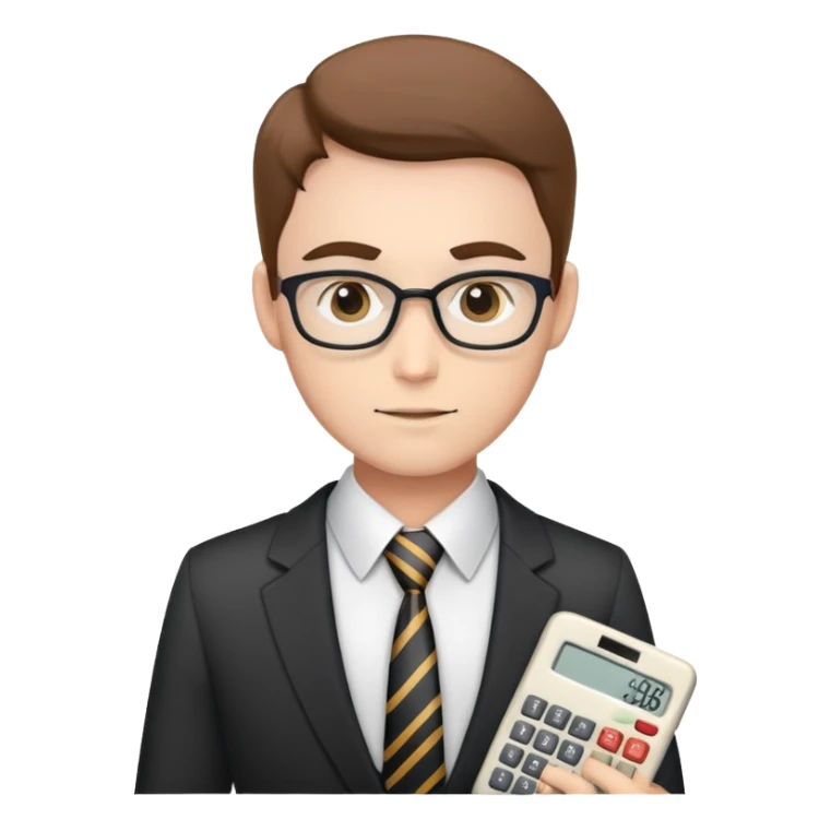 professional accountant with tie and calculator sticker