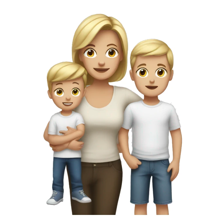 white mom with 2 year old and 11 year old white sons.  sticker