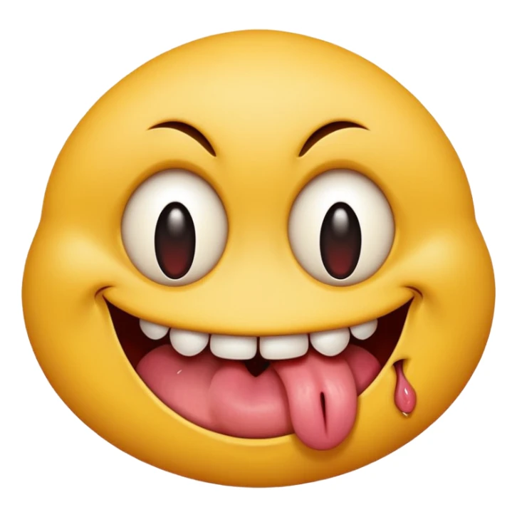 Insane smiley face who’s greedy and has beady tired eyes evil with tongue out  sticker