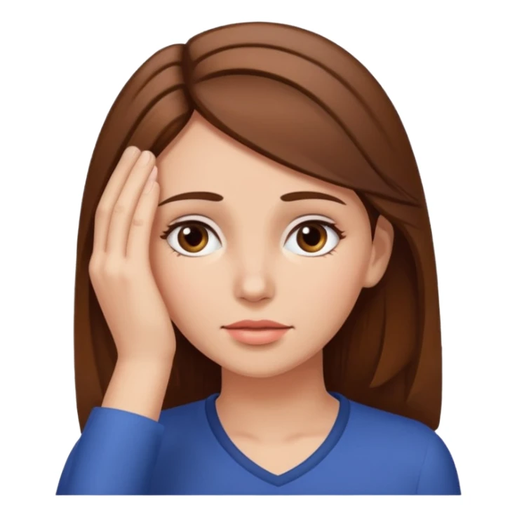 woman with brown hair with her hand on her forehead  sticker