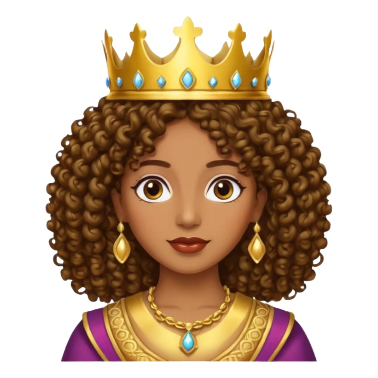 Chica piel morena con cabello rizado 👩🏽‍🦱 con corona 👸🏽 sticker