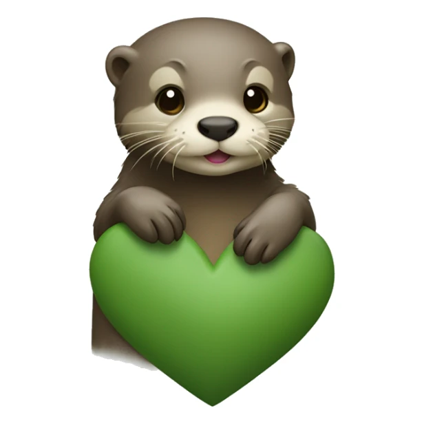 otter holding khaki green heart sticker