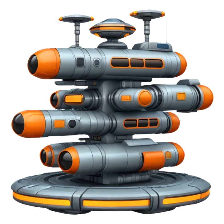 Orange, cyberpunk style, neon, gravity realistic space station sticker