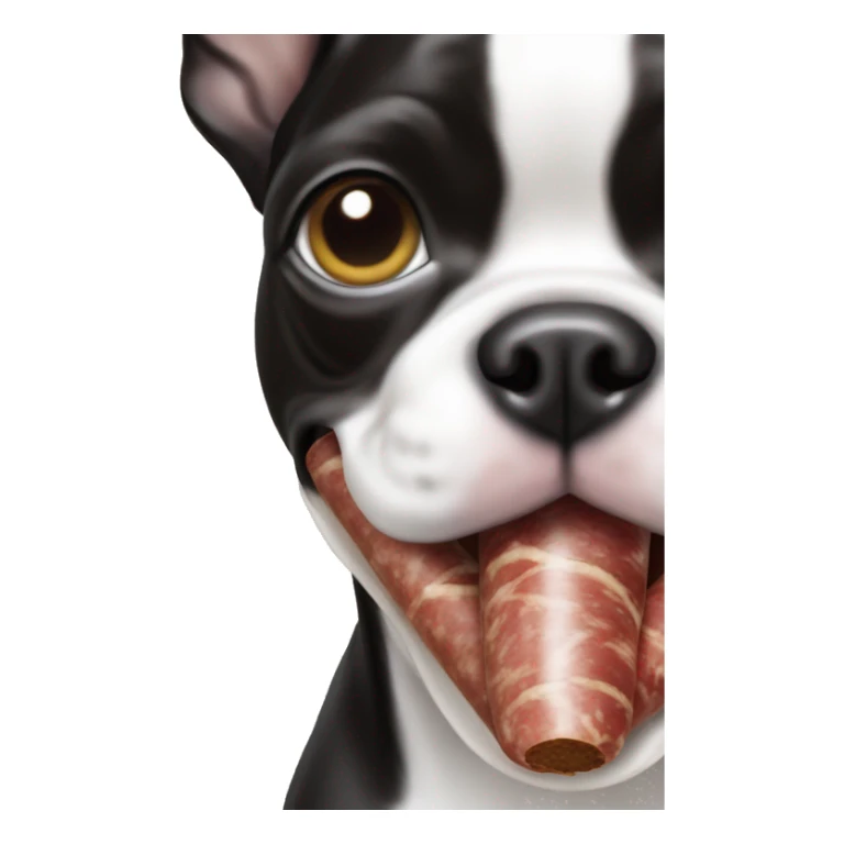 boston terrier eating a sausage sticker