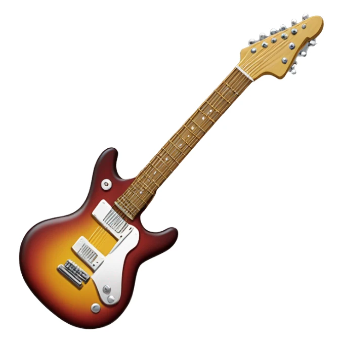 Anthropomorphized Guitar:
A sleek electric guitar with a vibrant face on its body, strings forming a mouth that seems to sing. Its fretboard arches back like a neck, and it strums with a lively, rock-star attitude. sticker