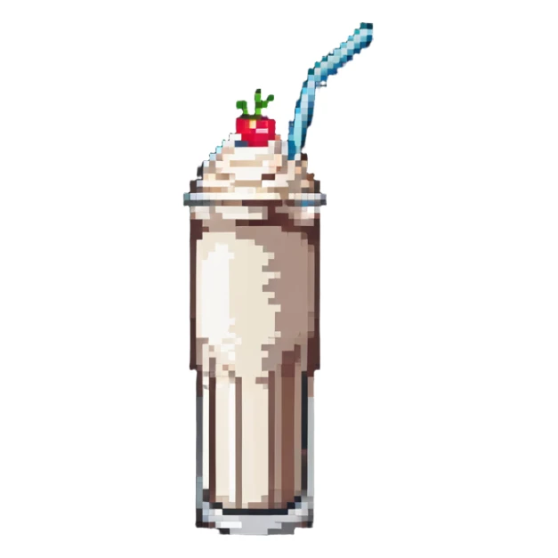 milkshake in a tall glass with a straw sticker